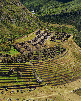 Mountain Wall Art featuring the photograph Ancient Terraces And Ruins In Andes Mountains by Brandon Wichmann