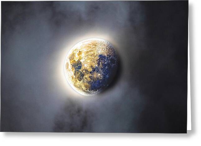 Celestial Moon In Ethereal Glow Greeting Card