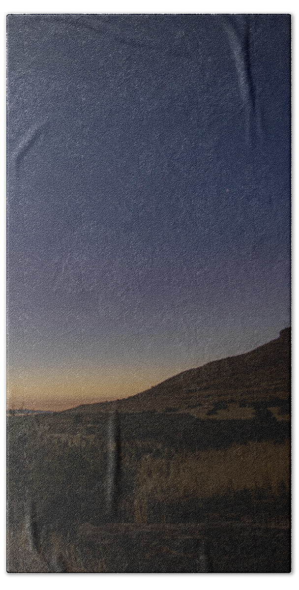 Twilight Comet Over Desert Landscape Bath Towel
