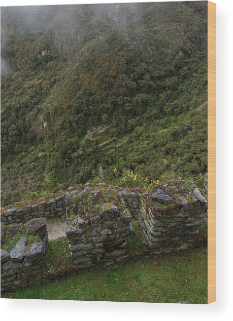Misty Mountain Ruins Wood Print