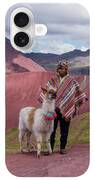 Peruvian Scene With Red Valley And Llama iPhone Case