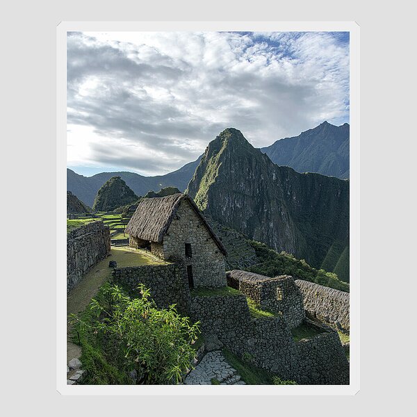 Ancient Ruins With Majestic Mountain Backdrop Sticker