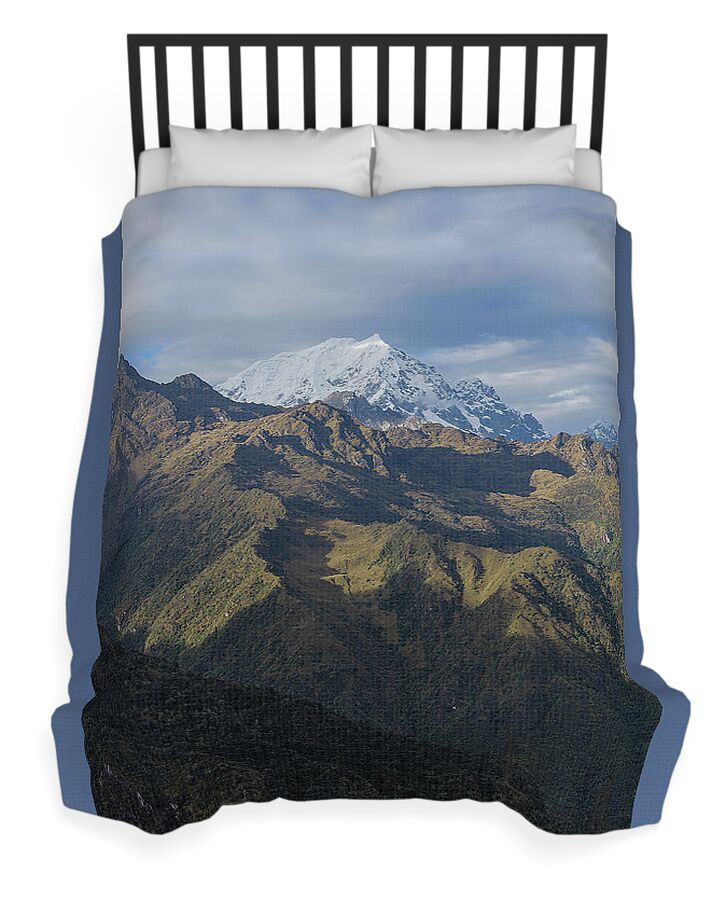 Majestic Andes Mountain Peaks Under Cloudy Sky Duvet Cover