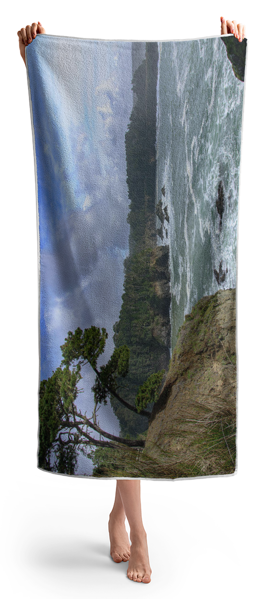 Coastal Serenity With Rugged Cliffs Beach Towel