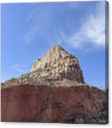 Majestic Mountain Peak Under Blue Sky Canvas Print