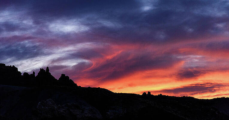 Vivid Twilight over Rocky Silhouette Wall Art