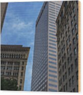 Skyscrapers Against Blue Sky Wood Print