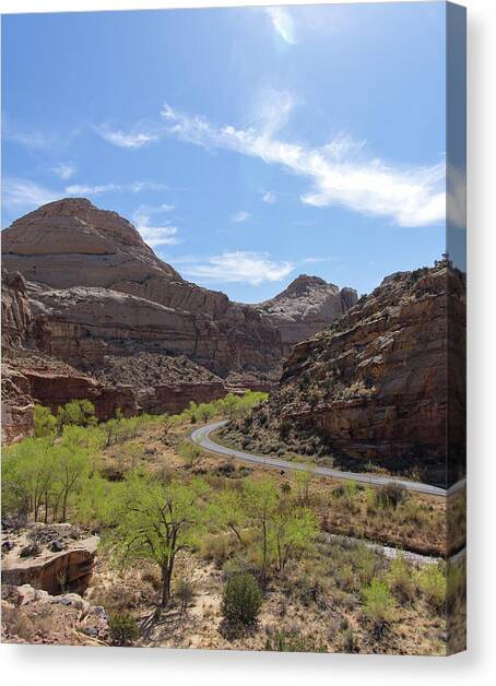 Winding Road Through Desert Canyon Canvas Art Print by Brandon Wichmann