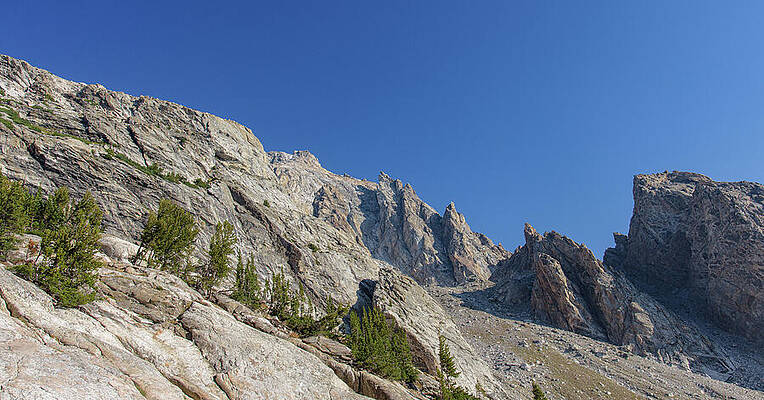 Nature Wall Art featuring the photograph Majestic Mountain Peaks Under Blue Sky by Brandon Wichmann