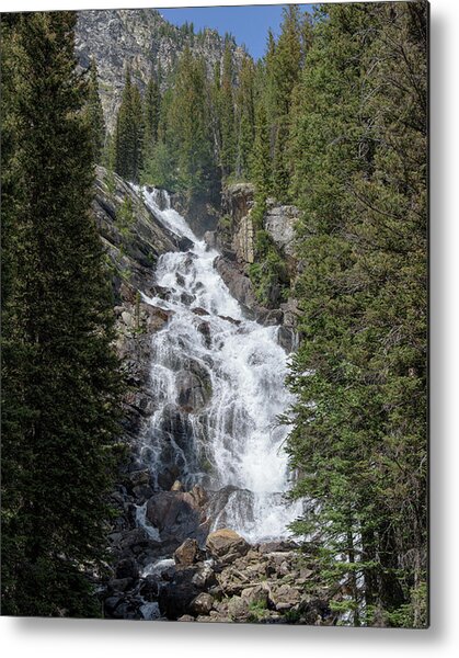 Waterfall Amidst Forest Landscape Metal Print