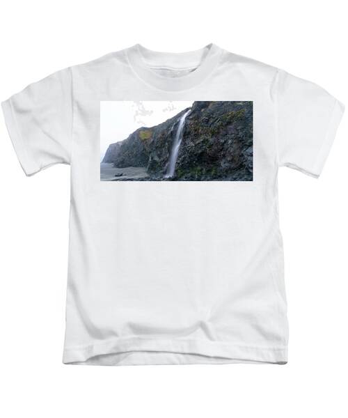 Secluded Coastal Waterfall Cascade Kids T-Shirt