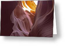 Curves Of Sunlit Antelope Canyon Walls Greeting Card