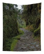 Moss-covered Path Through Lush Forest On The Inca Trail Tapestry