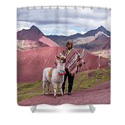 Peruvian Scene With Red Valley And Llama Shower Curtain
