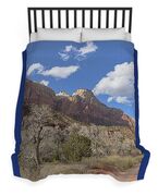 Majestic Mountain Under Clear Blue Sky Duvet Cover