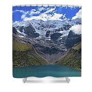 Majestic Mountain Overlooks Humantay Lake Shower Curtain
