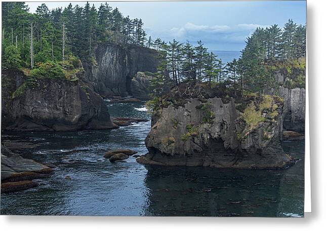 Serene Coastal Rocky Landscape Greeting Card