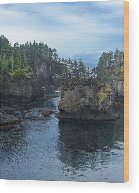 Serene Coastal Rocky Landscape Wood Print