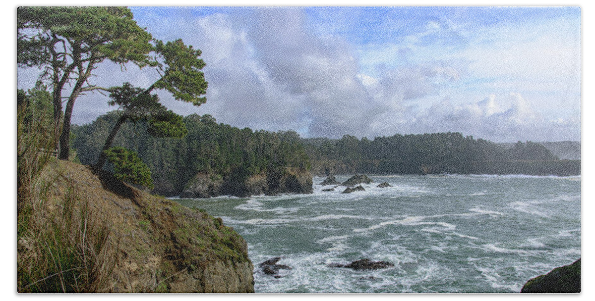 Coastal Serenity With Rugged Cliffs Hand Towel