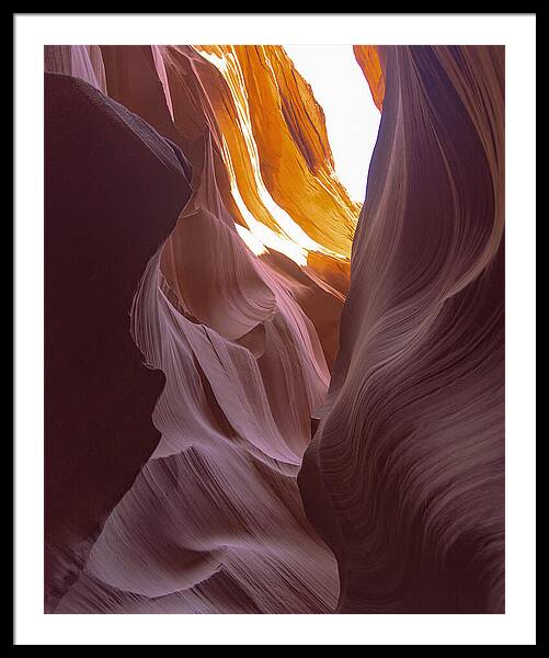 Curves Of Sunlit Antelope Canyon Walls Framed Print