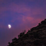 Moonlit Evening Over Silhouetted Hills Poster