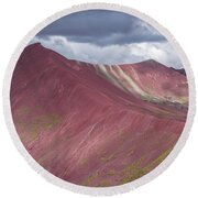 Vibrant Red Mountain Landscape Round Beach Towel
