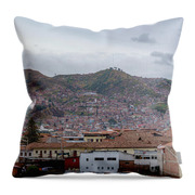 Rooftops and Hills of Cusco Throw Pillow