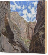 Majestic Canyon Sky View In The Narrows Wood Print