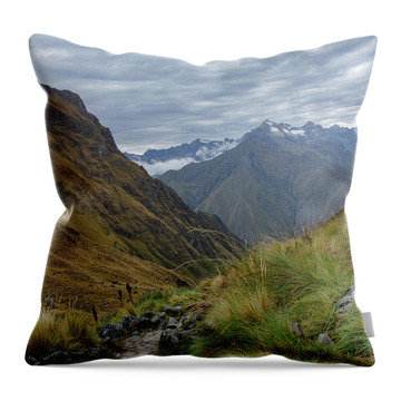 Trail Through Majestic Mountain Landscape To Dead Woman's Pass Throw Pillow