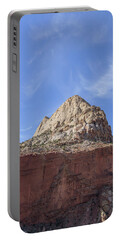 Majestic Mountain Peak Under Blue Sky Portable Battery Charger