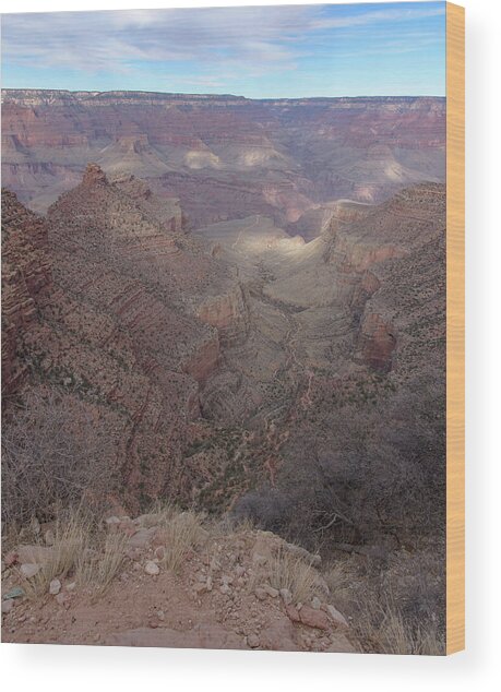 Majestic Grand Canyon Overlook Under Azure Sky Wood Print