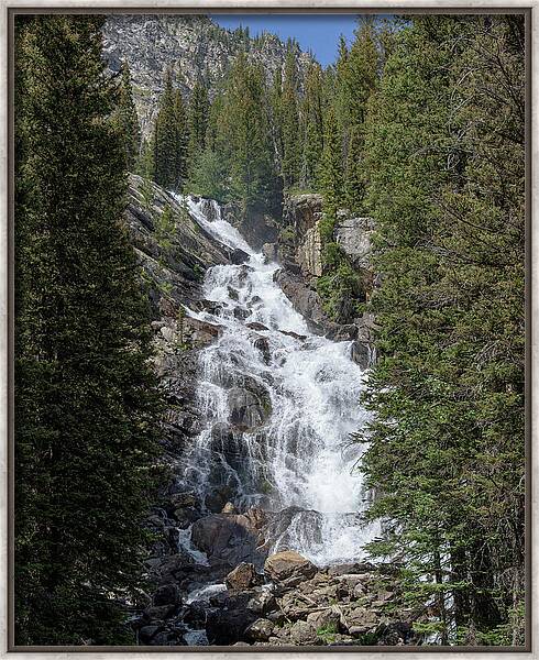 Waterfall Amidst Forest Landscape Framed Print