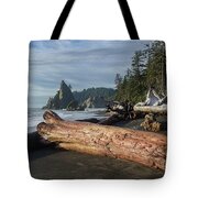 Driftwood on a Pebbled Beach Tote Bag