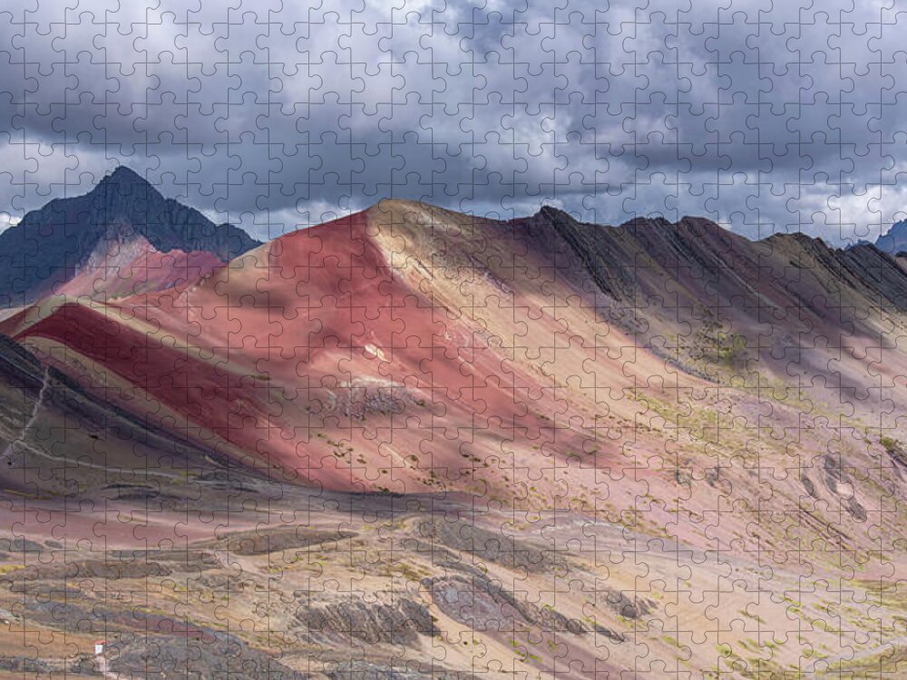Rainbow Mountain Range Under Cloudy Skies Jigsaw Puzzle