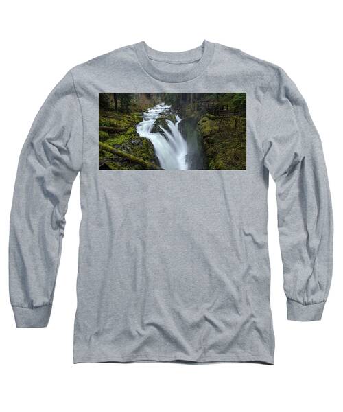 Serene Flow Through Mossy Forest Long Sleeve T-Shirt