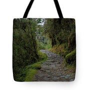 Moss-covered Path Through Lush Forest On The Inca Trail Tote Bag