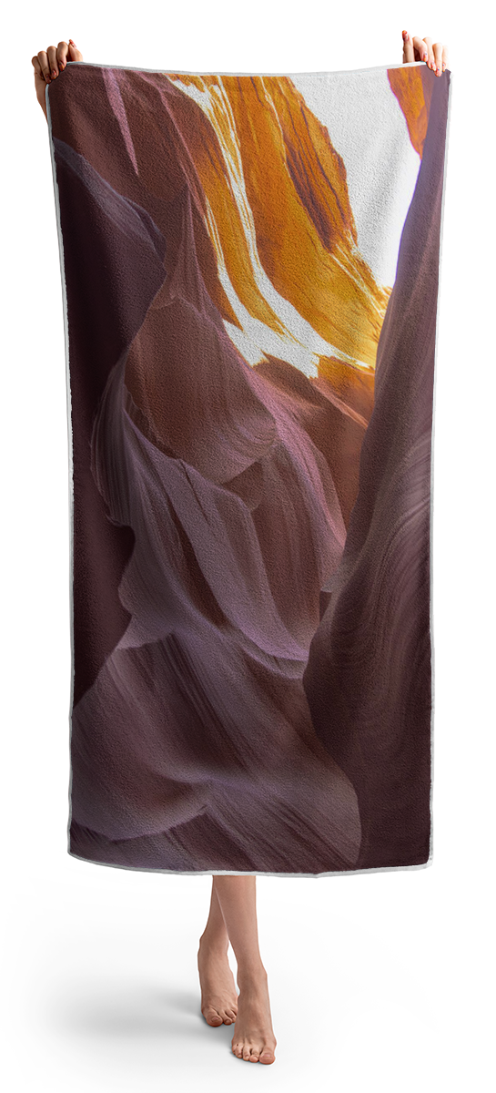 Curves Of Sunlit Antelope Canyon Walls Beach Towel