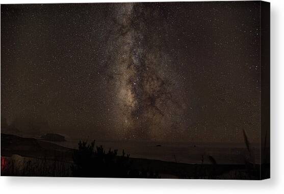 Milky Way Over Tranquil Shoreline Canvas Art Print by Brandon Wichmann