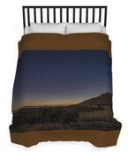 Twilight Comet Over Desert Landscape Duvet Cover