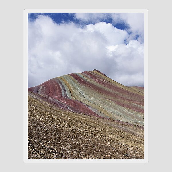 Colorful Mountain Range Under Cloudy Sky Sticker