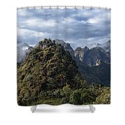 Misty Andes Mountain Range Landscape Shower Curtain