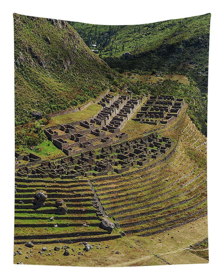 Ancient Terraces And Ruins In Andes Mountains Tapestry
