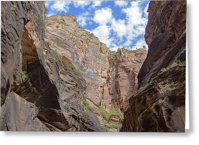 Majestic Canyon Sky View In The Narrows Greeting Card