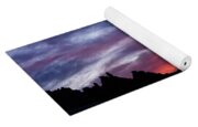 Vivid Twilight over Rocky Silhouette Yoga Mat