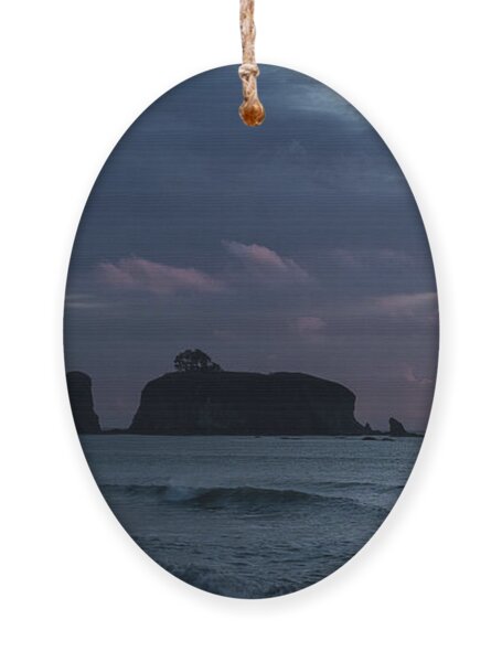 Serene Coastal Sunset with Cliffs Ornament