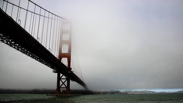 Architecture Wall Art featuring the photograph Golden Gate Bridge Disappears Into Misty Fog by Brandon Wichmann