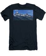 Snow-capped Teton Mountain Peaks Under Blue Sky T-Shirt