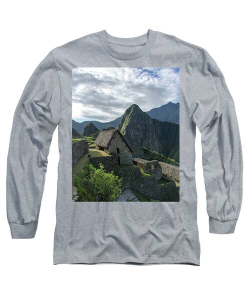 Ancient Ruins With Majestic Mountain Backdrop Long Sleeve T-Shirt
