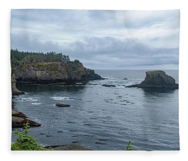 Serene Coastal Cliffs at Dawn Fleece Blanket
