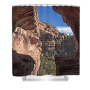 Canyon View Framed By Rocky Cliffs Shower Curtain